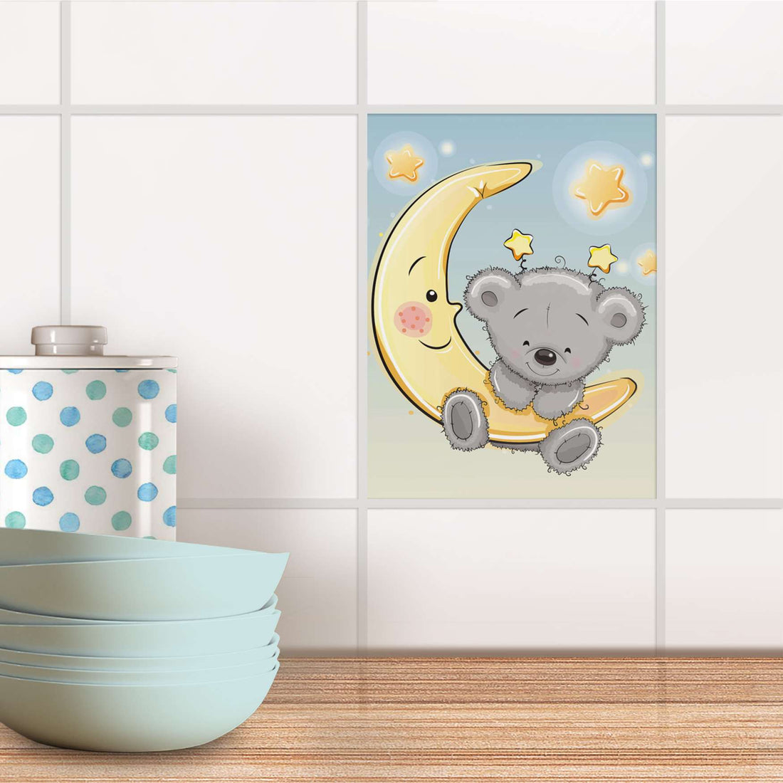 Fliesensticker Küche - Teddy und Mond