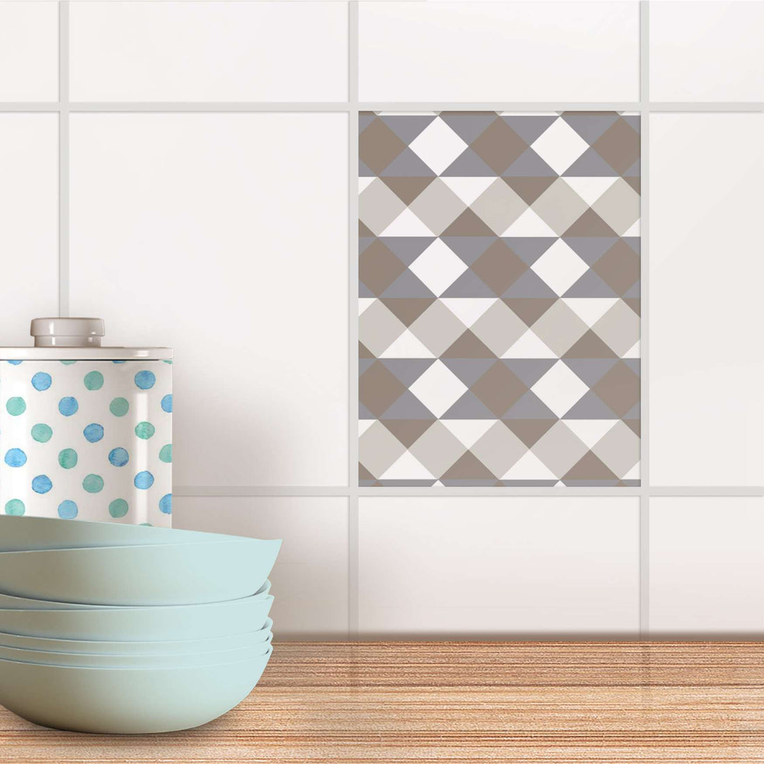 Fliesensticker Küche - Triangle Pattern - Grau