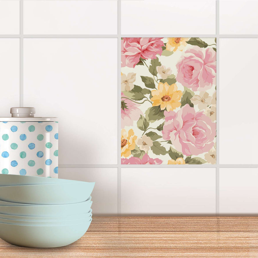 Fliesensticker Küche - Vintage Flowers