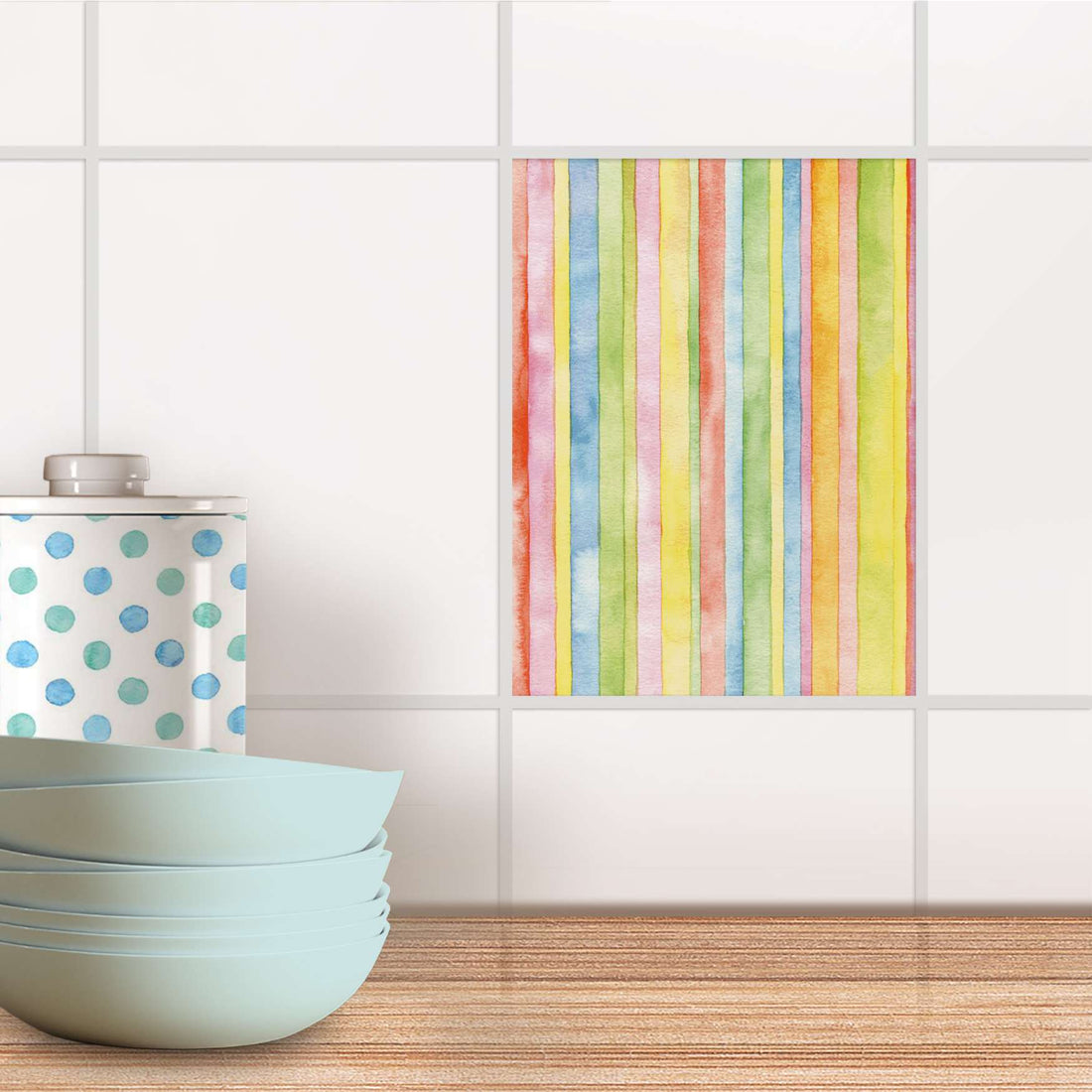 Fliesensticker Küche - Watercolor Stripes
