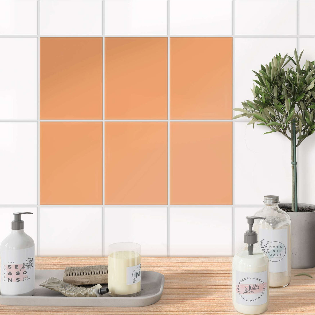 Fliesensticker unifarben Bad - Orange Light