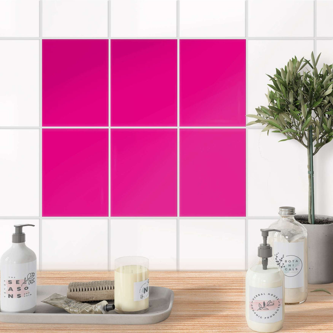 Fliesensticker unifarben Bad - Pink Dark