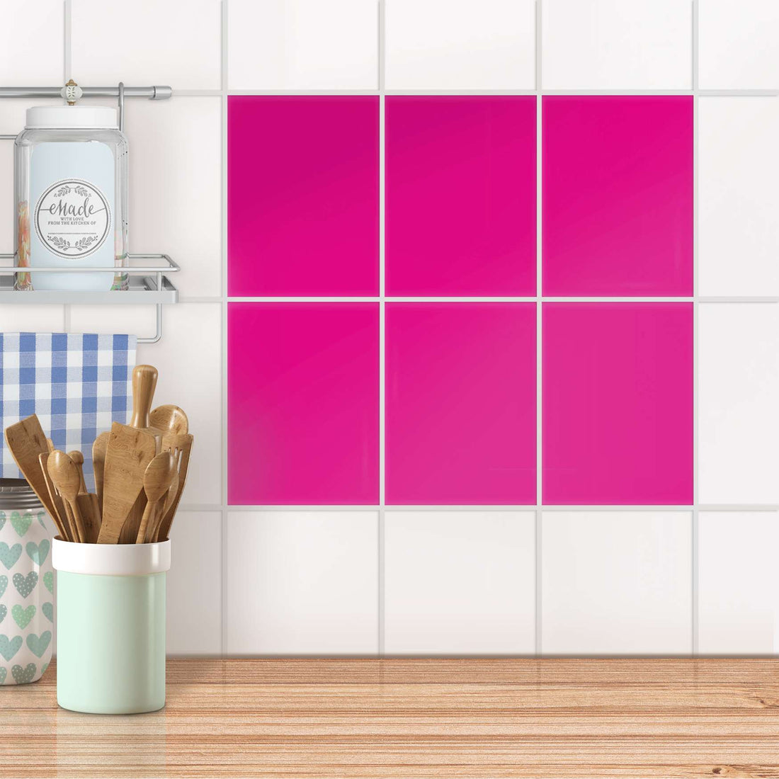 Fliesensticker unifarben Küche - Pink Dark