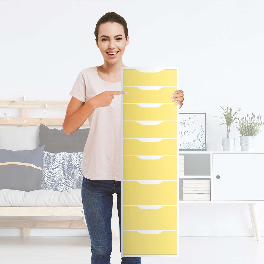 Folie für Möbel Gelb Light - IKEA Alex 9 Schubladen - Folie