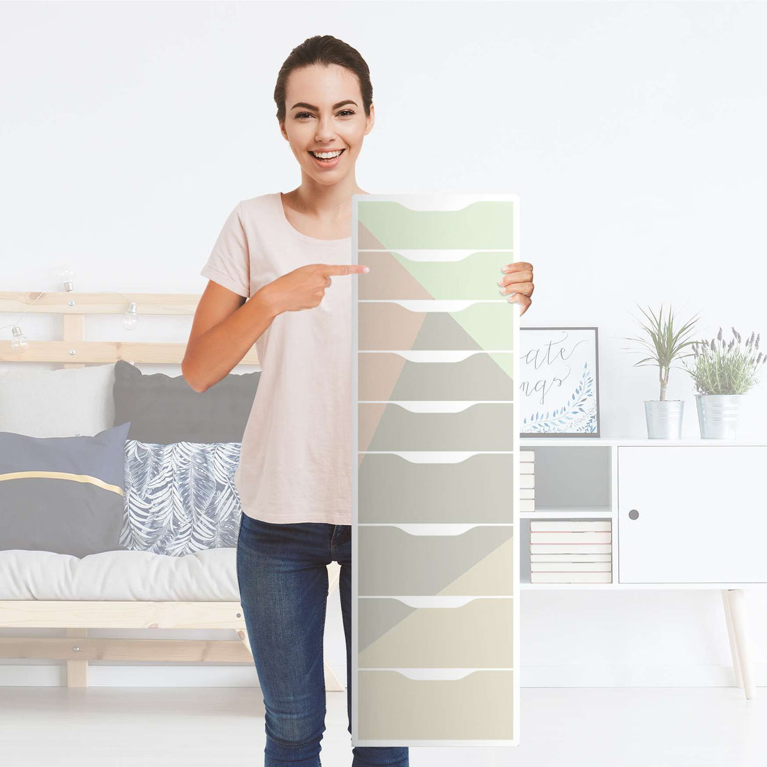 Folie für Möbel Pastell Geometrik - IKEA Alex 9 Schubladen - Folie
