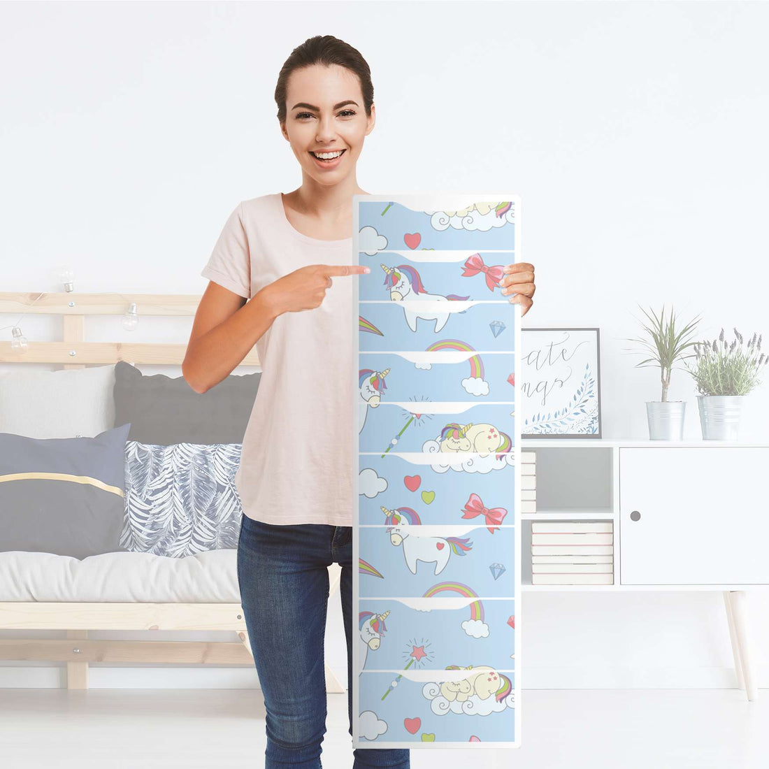 Folie für Möbel Rainbow Unicorn - IKEA Alex 9 Schubladen - Folie