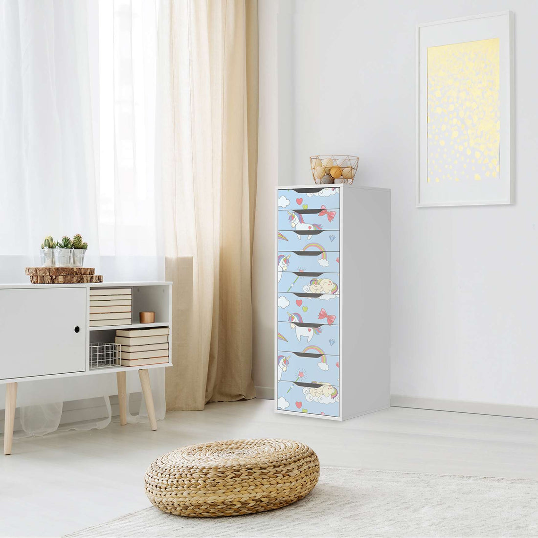 Folie für Möbel Rainbow Unicorn - IKEA Alex 9 Schubladen - Kinderzimmer