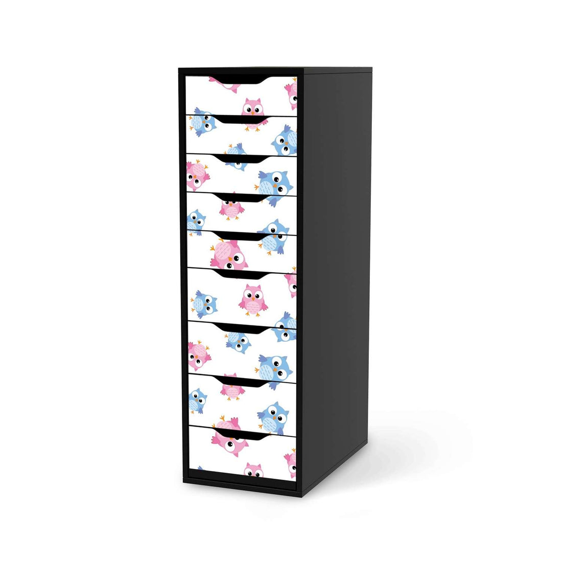 Folie für Möbel Eulenparty - IKEA Alex 9 Schubladen - schwarz