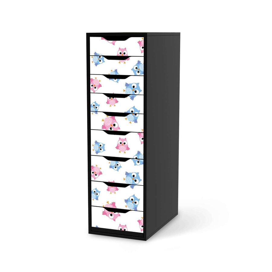 Folie für Möbel Eulenparty - IKEA Alex 9 Schubladen - schwarz