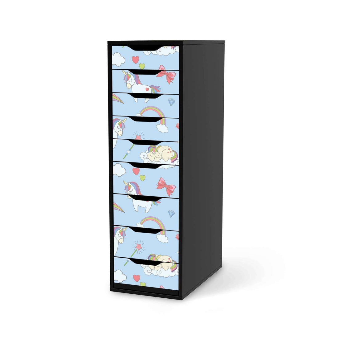 Folie für Möbel Rainbow Unicorn - IKEA Alex 9 Schubladen - schwarz
