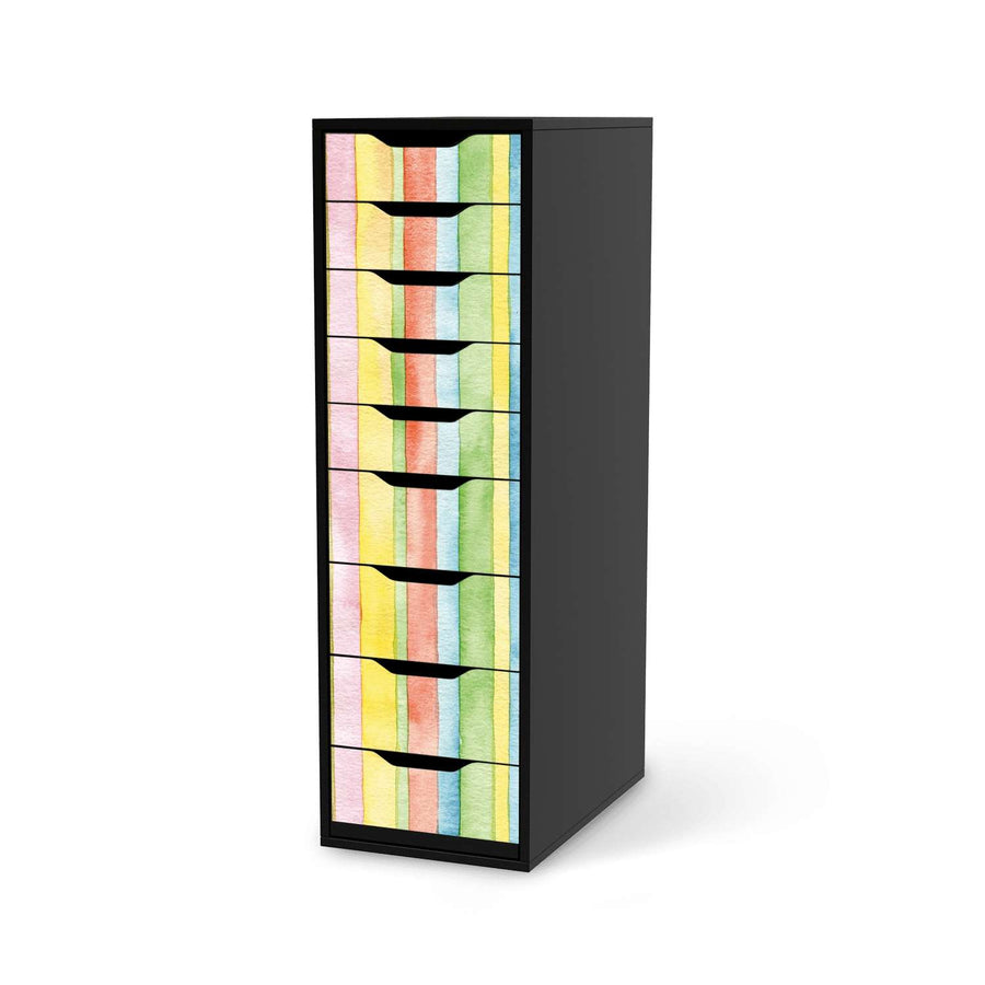 Folie für Möbel Watercolor Stripes - IKEA Alex 9 Schubladen - schwarz