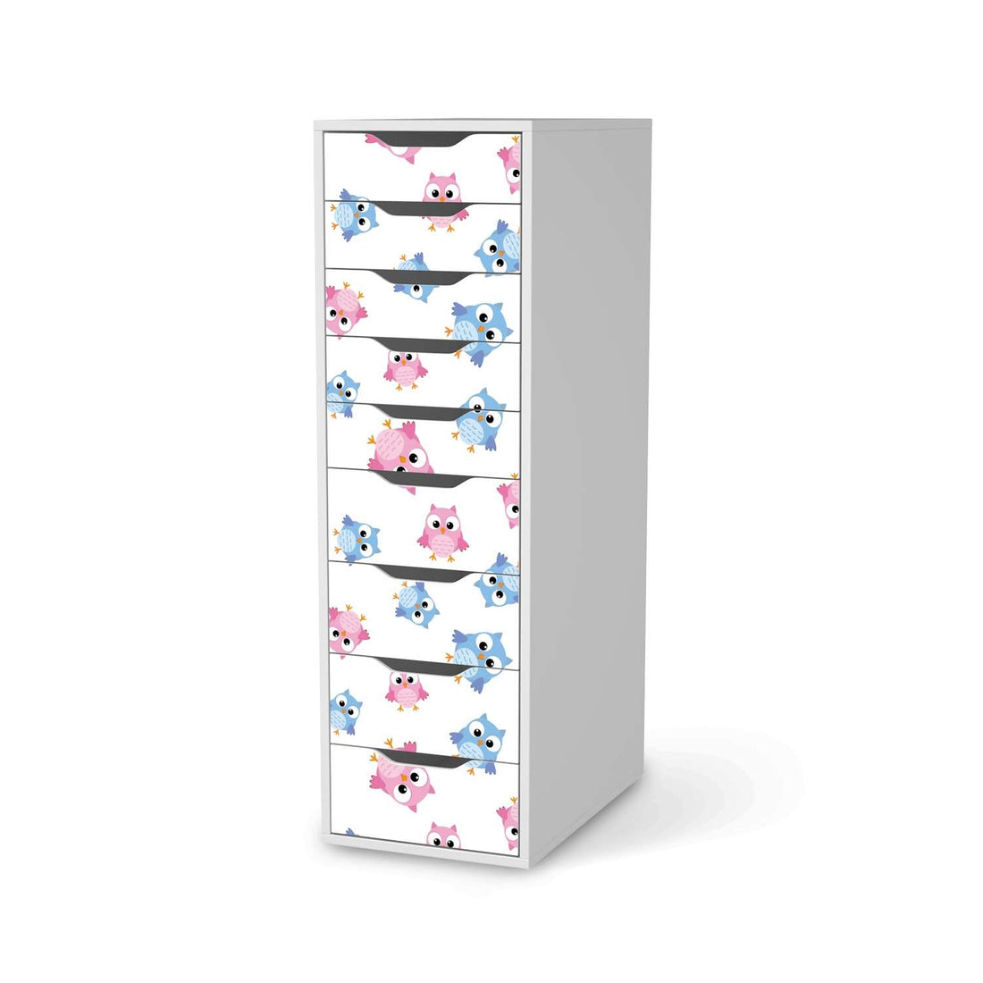 Folie für Möbel Eulenparty - IKEA Alex 9 Schubladen - weiss
