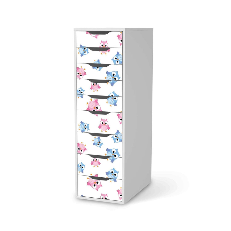 Folie für Möbel Eulenparty - IKEA Alex 9 Schubladen - weiss