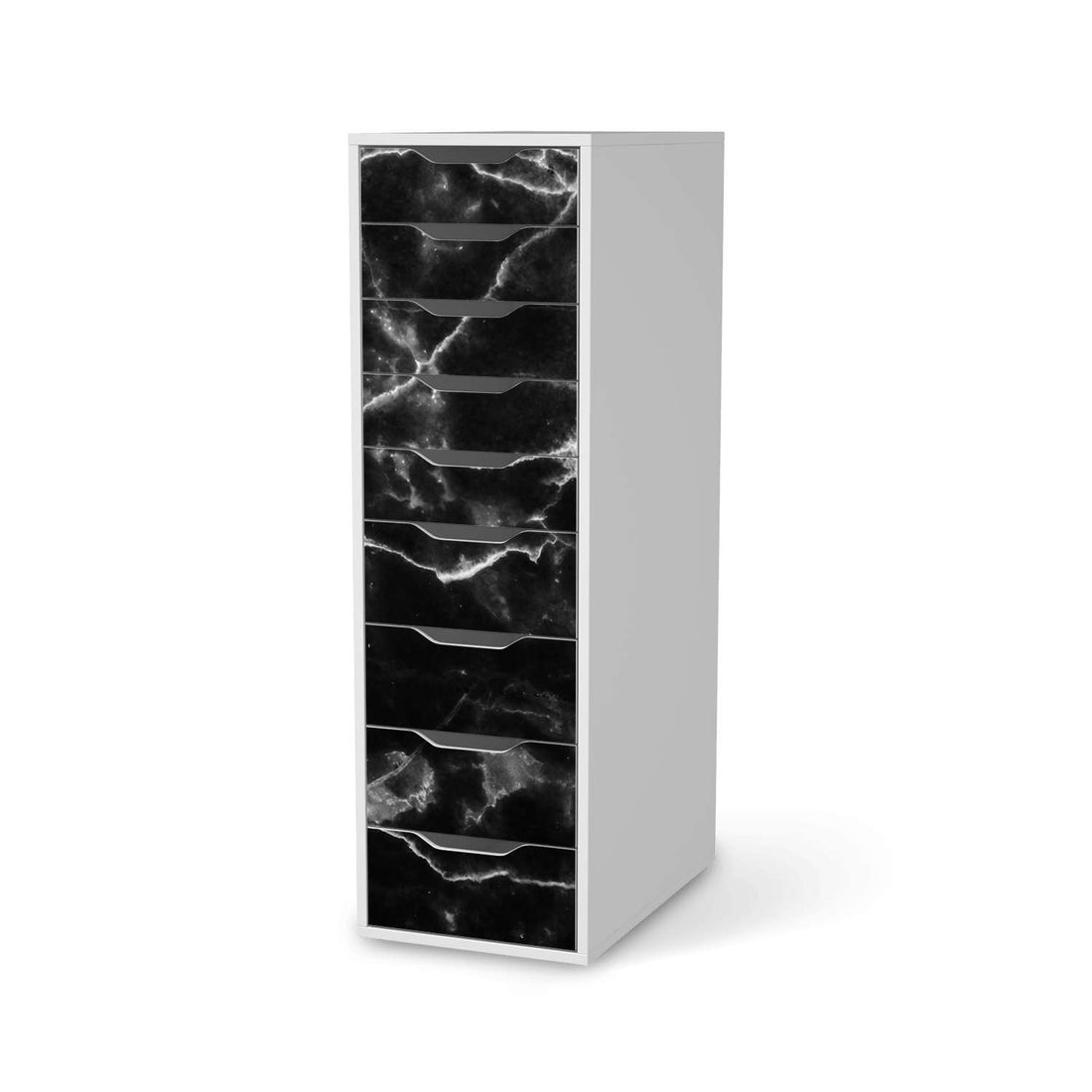 Folie für Möbel Marmor schwarz - IKEA Alex 9 Schubladen - weiss