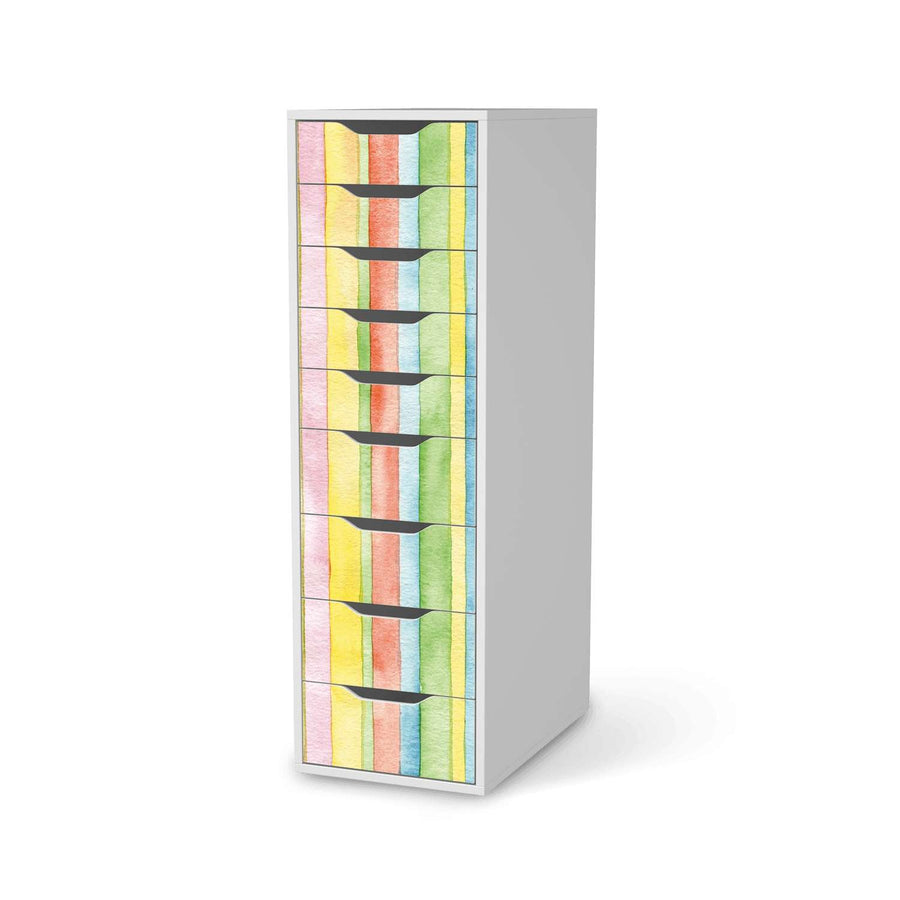 Folie für Möbel Watercolor Stripes - IKEA Alex 9 Schubladen - weiss
