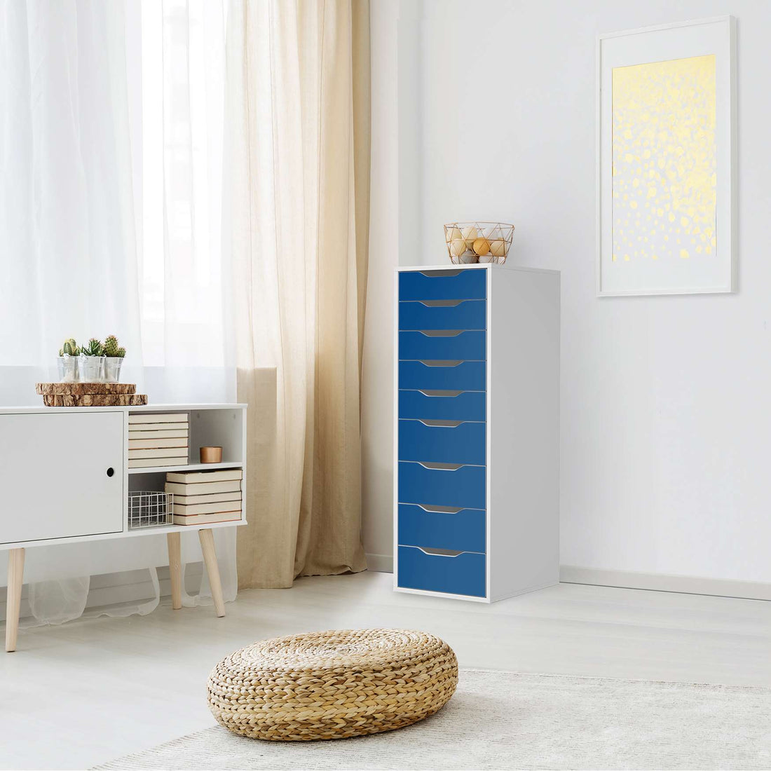 Folie für Möbel Blau Dark - IKEA Alex 9 Schubladen - Wohnzimmer