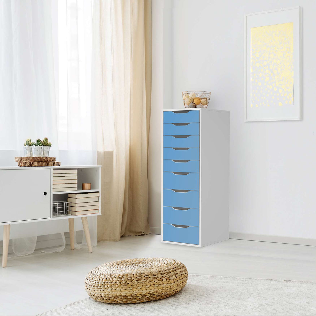 Folie für Möbel Blau Light - IKEA Alex 9 Schubladen - Wohnzimmer