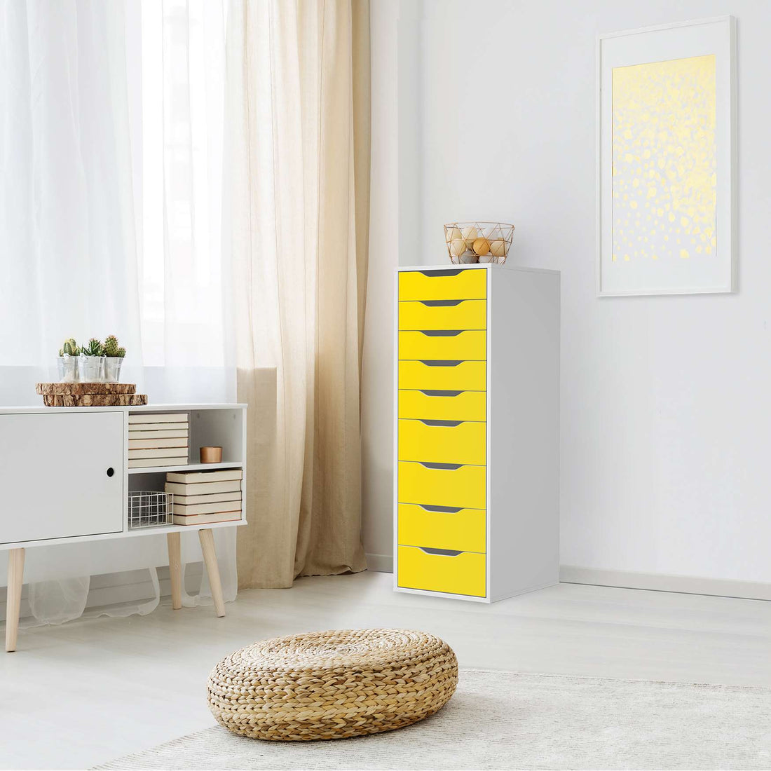 Folie für Möbel Gelb Dark - IKEA Alex 9 Schubladen - Wohnzimmer