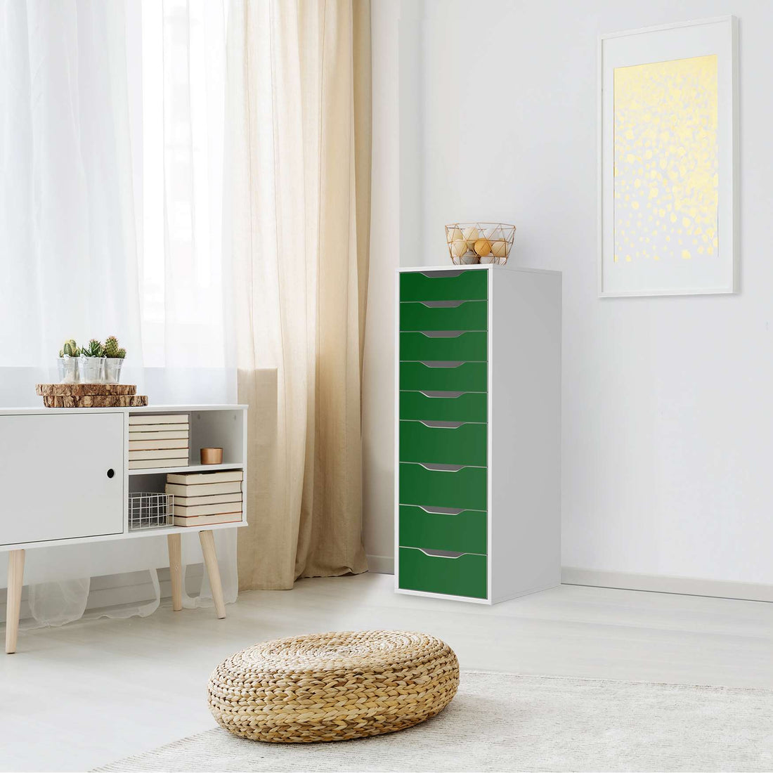 Folie für Möbel Grün Dark - IKEA Alex 9 Schubladen - Wohnzimmer