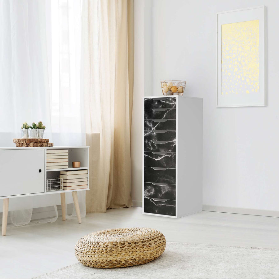 Folie für Möbel Marmor schwarz - IKEA Alex 9 Schubladen - Wohnzimmer