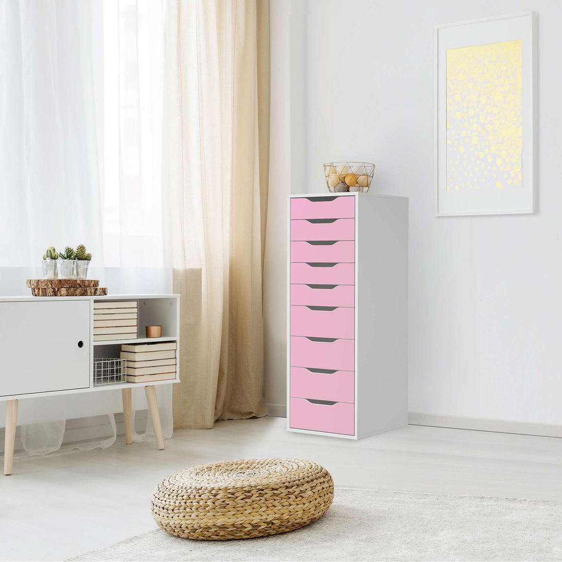 Folie für Möbel Pink Light - IKEA Alex 9 Schubladen - Wohnzimmer