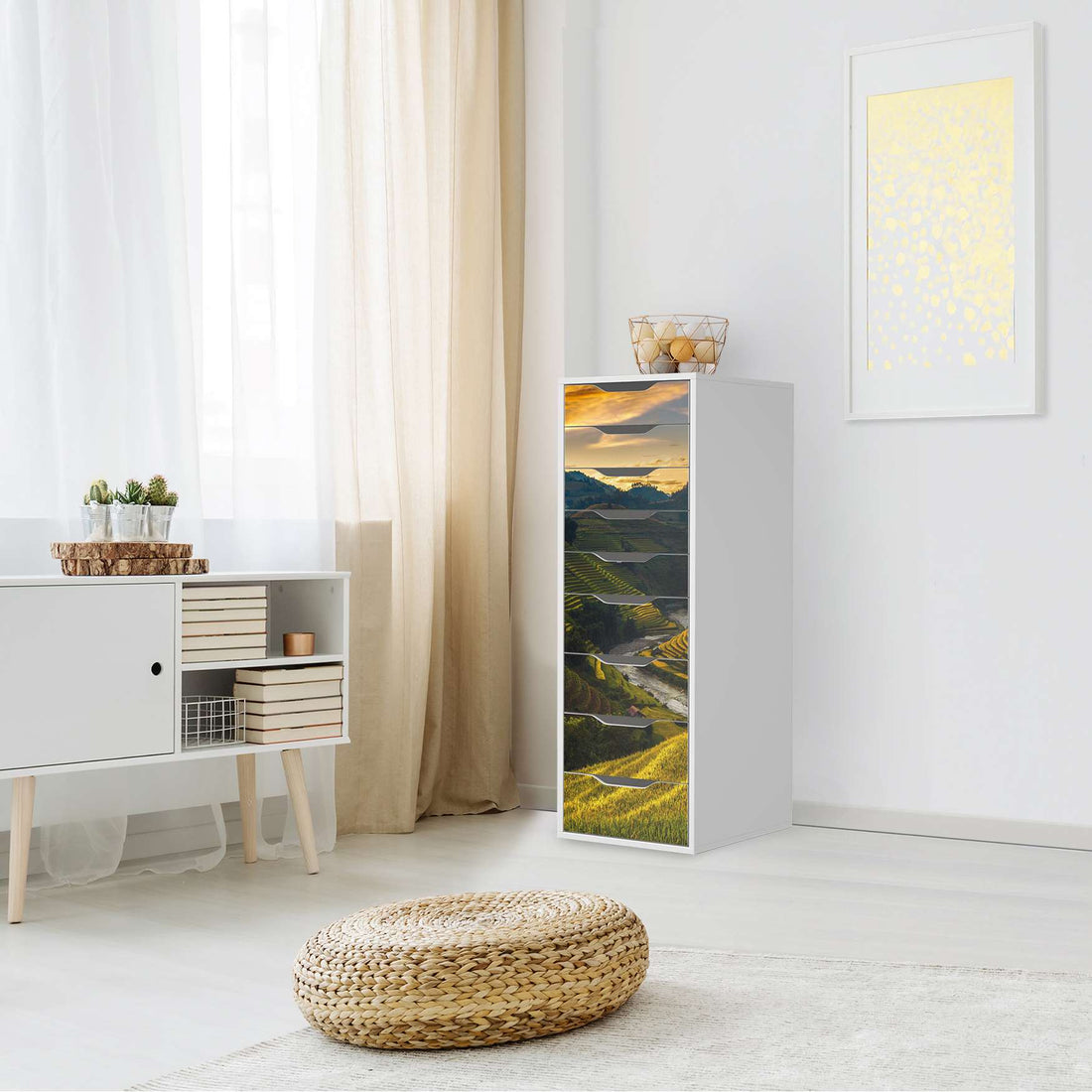 Folie für Möbel Reisterrassen - IKEA Alex 9 Schubladen - Wohnzimmer