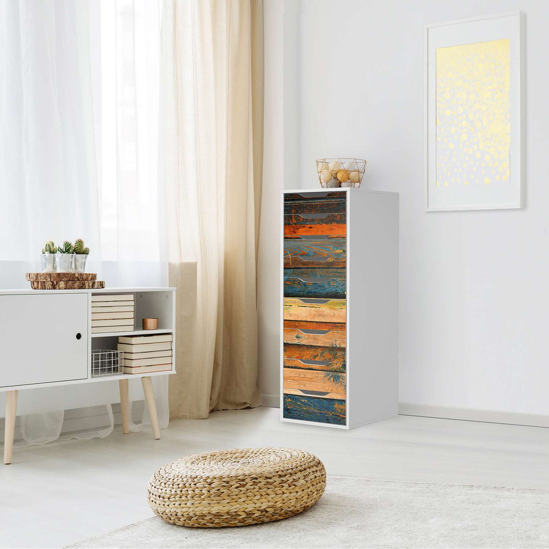Folie für Möbel Wooden - IKEA Alex 9 Schubladen - Wohnzimmer