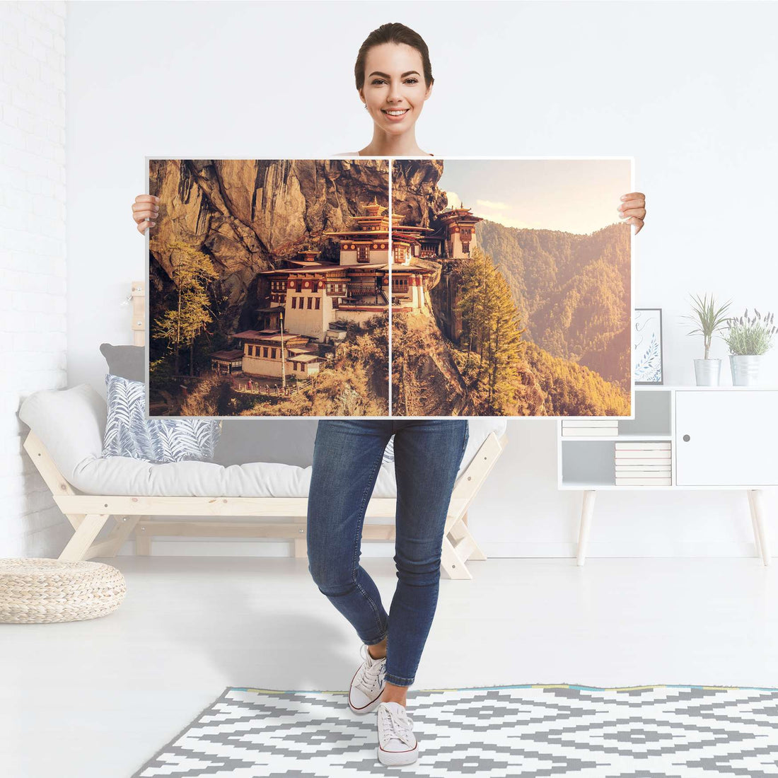 Folie für Möbel Bhutans Paradise - IKEA Besta Regal Quer 2 Türen - Folie