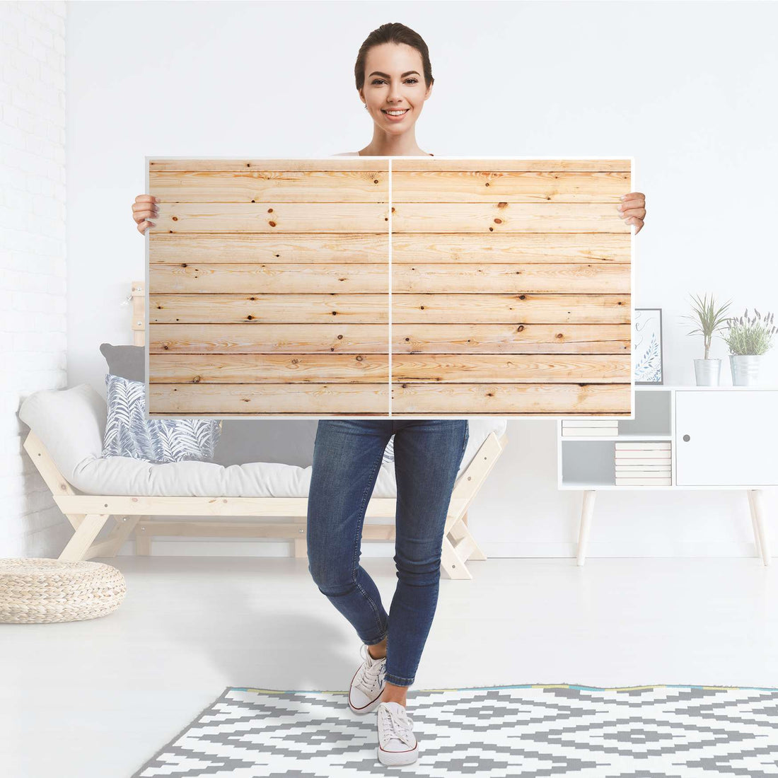 Folie für Möbel Bright Planks - IKEA Besta Regal Quer 2 Türen - Folie