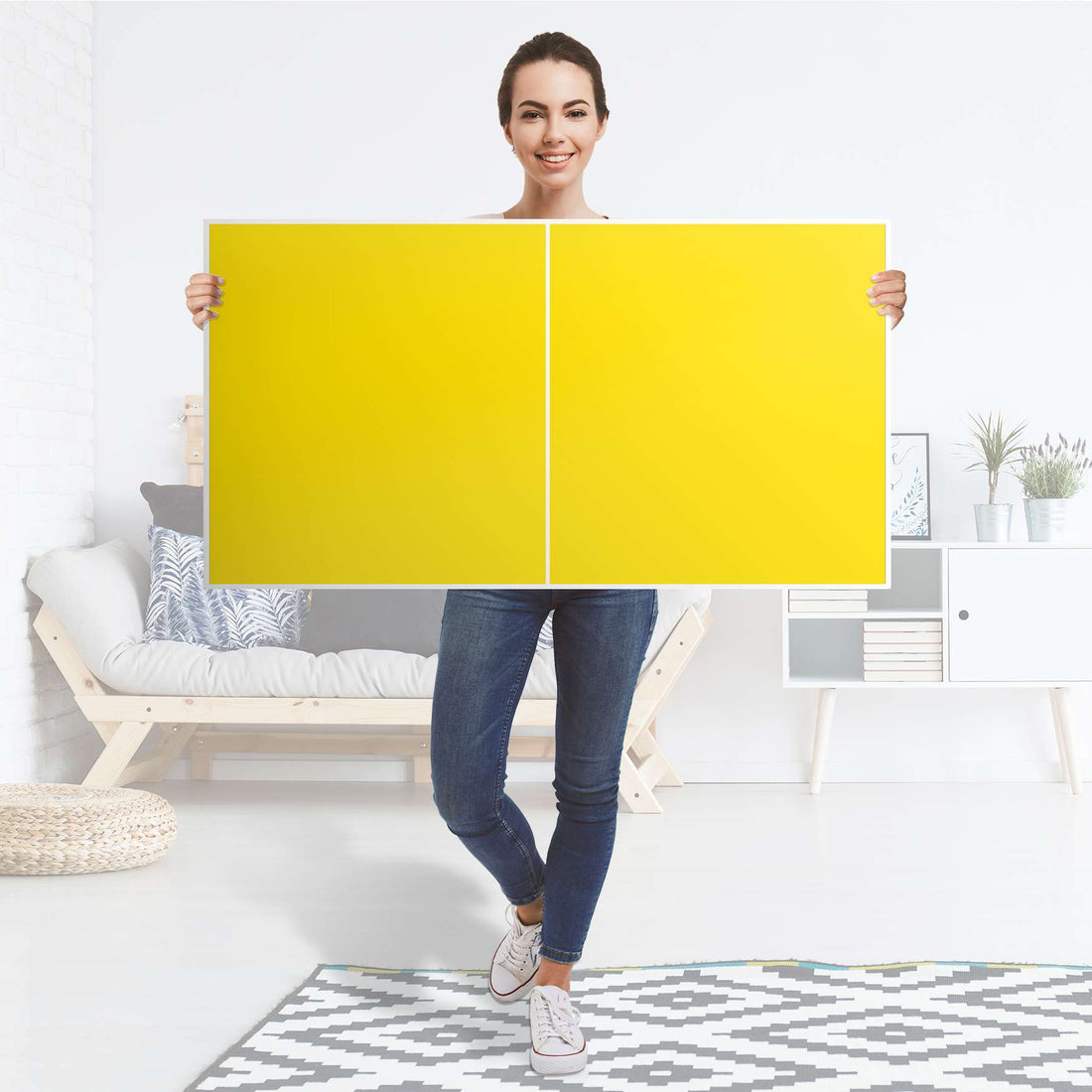 Folie für Möbel Gelb Dark - IKEA Besta Regal Quer 2 Türen - Folie