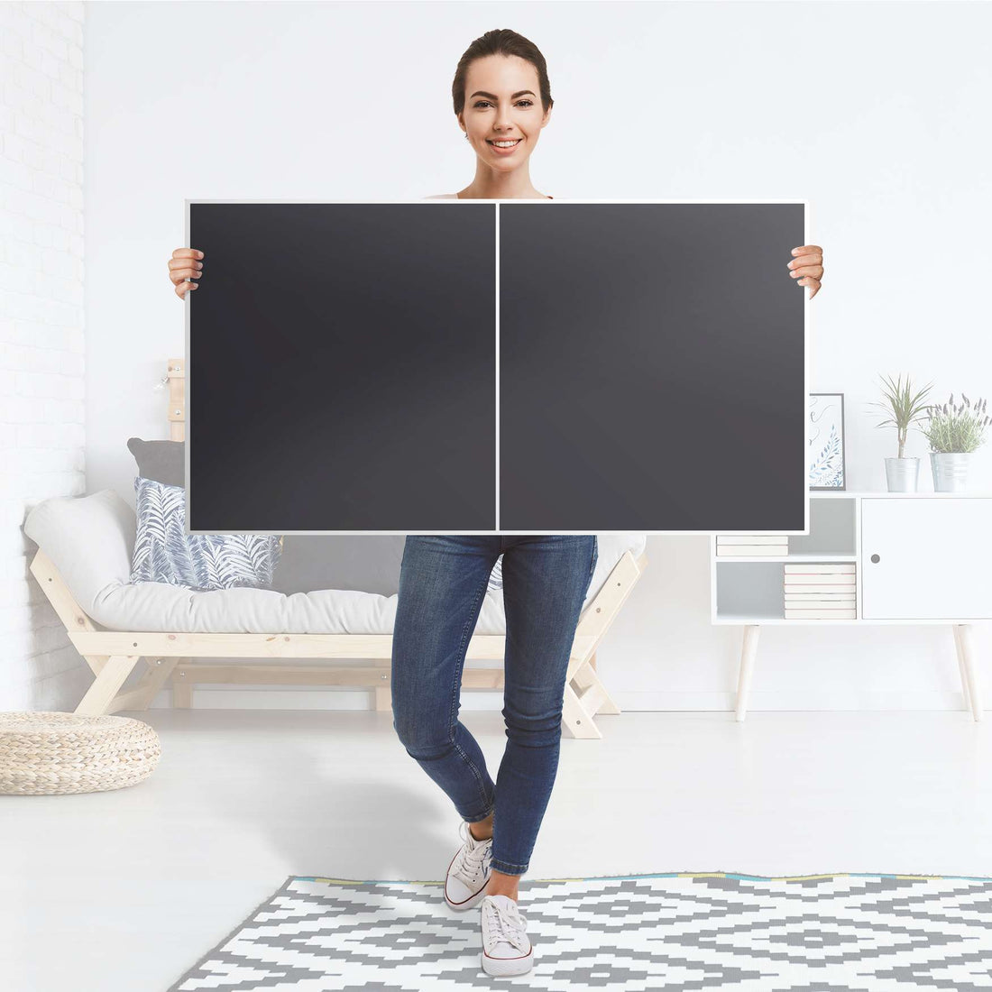 Folie für Möbel Grau Dark - IKEA Besta Regal Quer 2 Türen - Folie