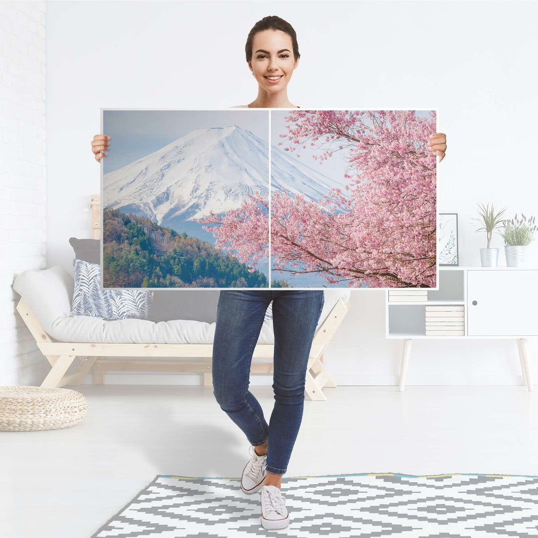Folie für Möbel Mount Fuji - IKEA Besta Regal Quer 2 Türen - Folie