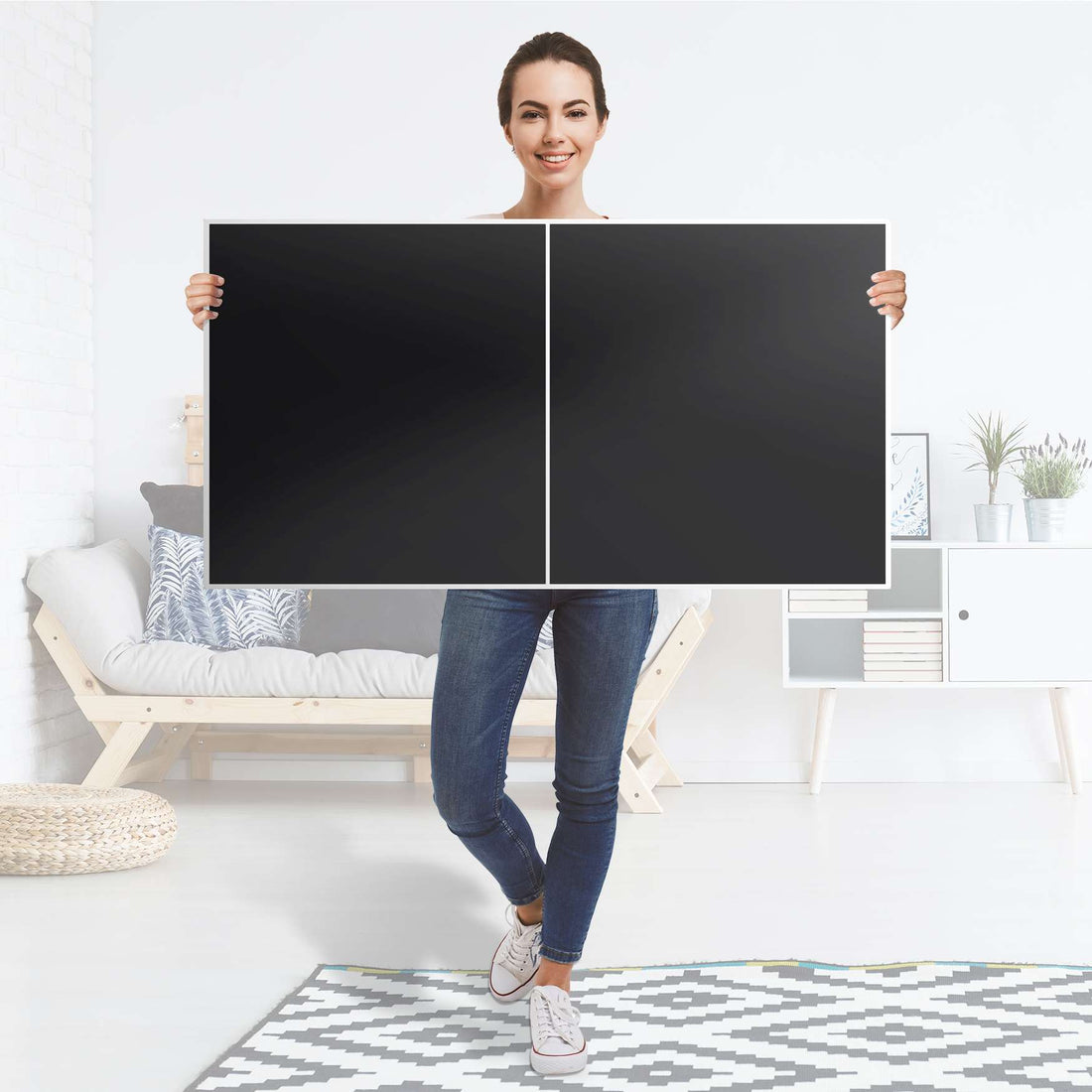 Folie für Möbel Schwarz - IKEA Besta Regal Quer 2 Türen - Folie