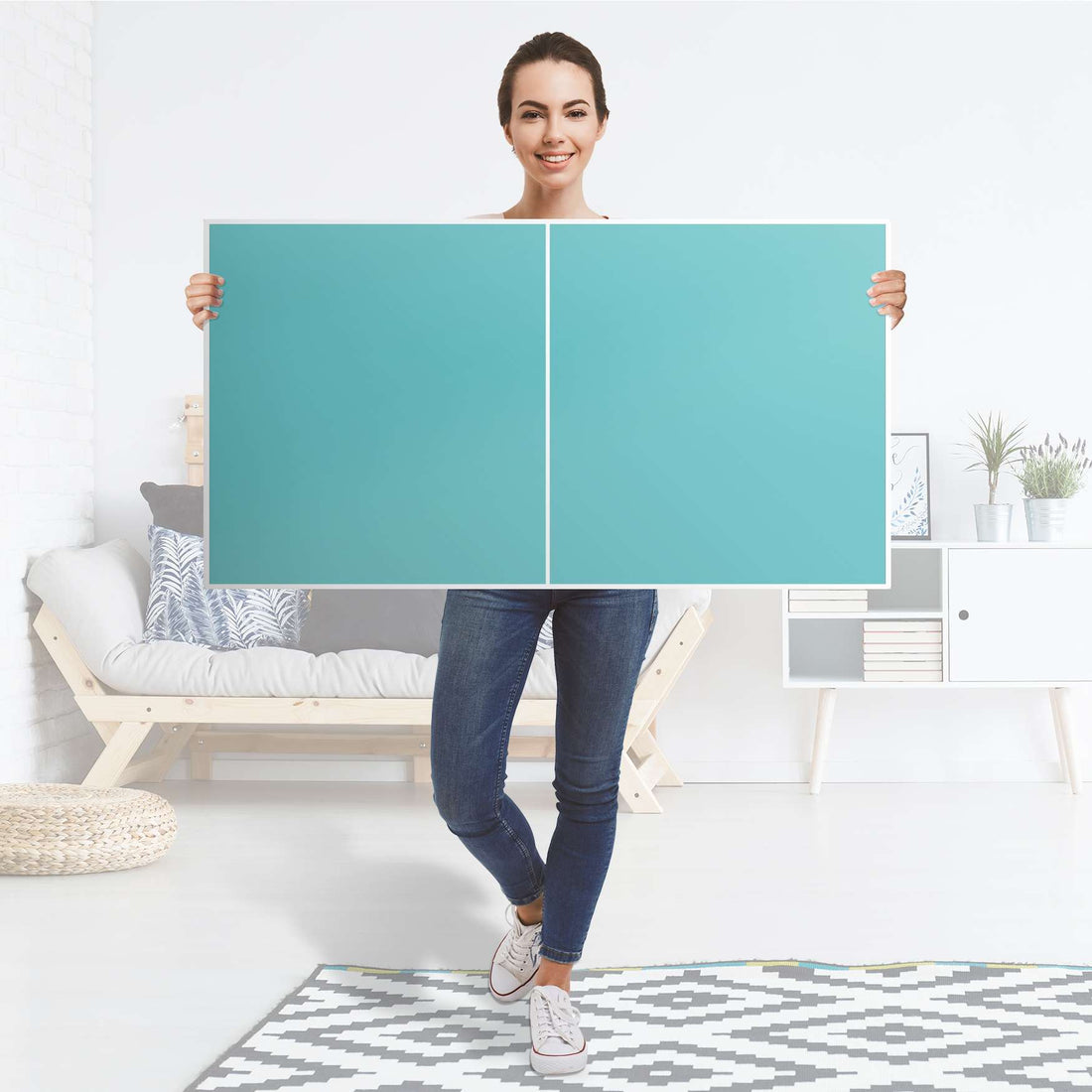 Folie für Möbel Türkisgrün Light - IKEA Besta Regal Quer 2 Türen - Folie