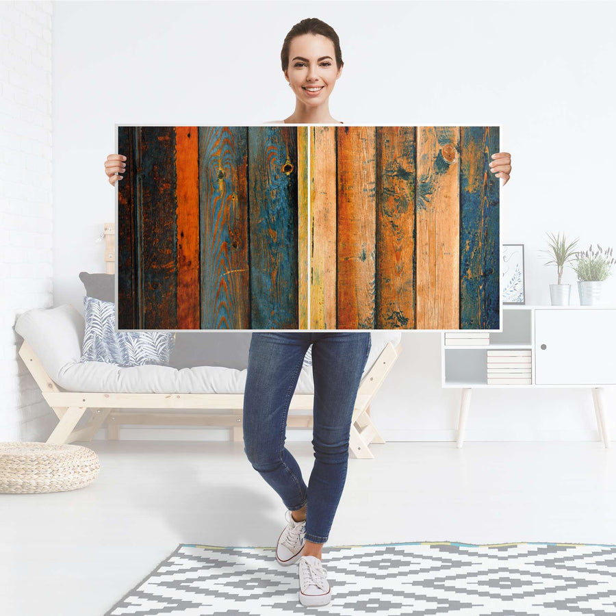 Folie für Möbel Wooden - IKEA Besta Regal Quer 2 Türen - Folie