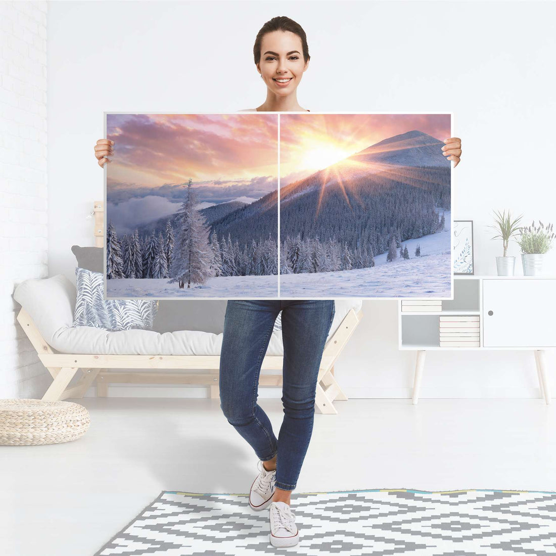 Folie für Möbel Zauberhafte Winterlandschaft - IKEA Besta Regal Quer 2 Türen - Folie