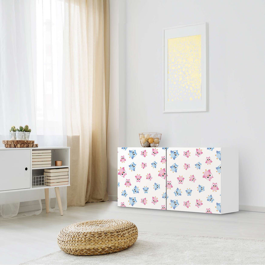 Folie für Möbel Eulenparty - IKEA Besta Regal Quer 2 Türen - Kinderzimmer