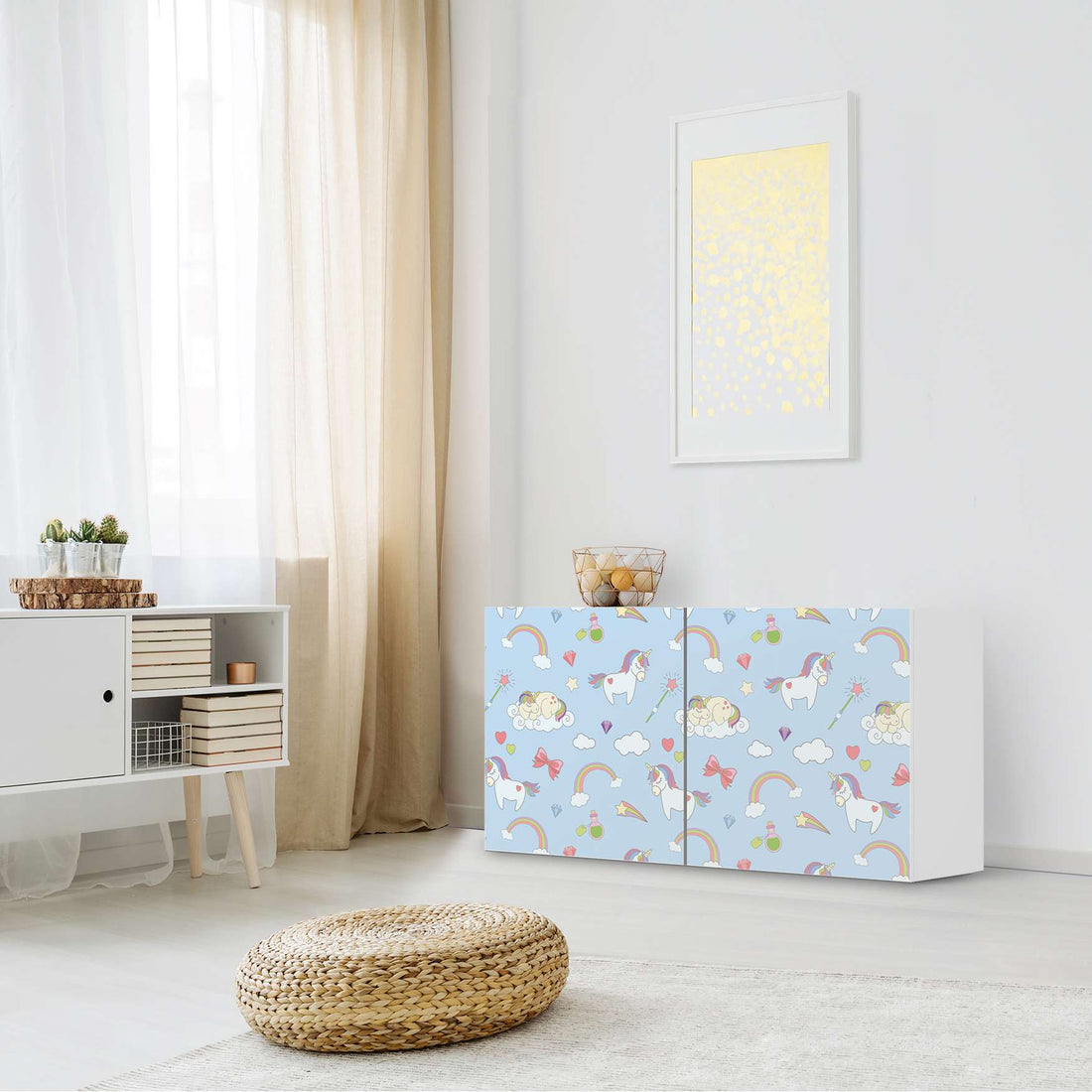 Folie für Möbel Rainbow Unicorn - IKEA Besta Regal Quer 2 Türen - Kinderzimmer