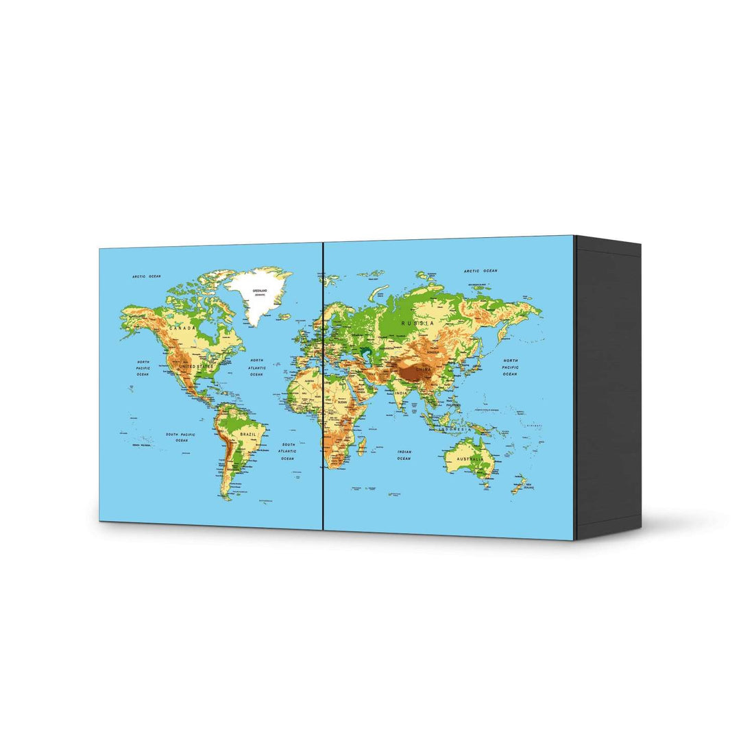 Folie für Möbel Geografische Weltkarte - IKEA Besta Regal Quer 2 Türen - schwarz