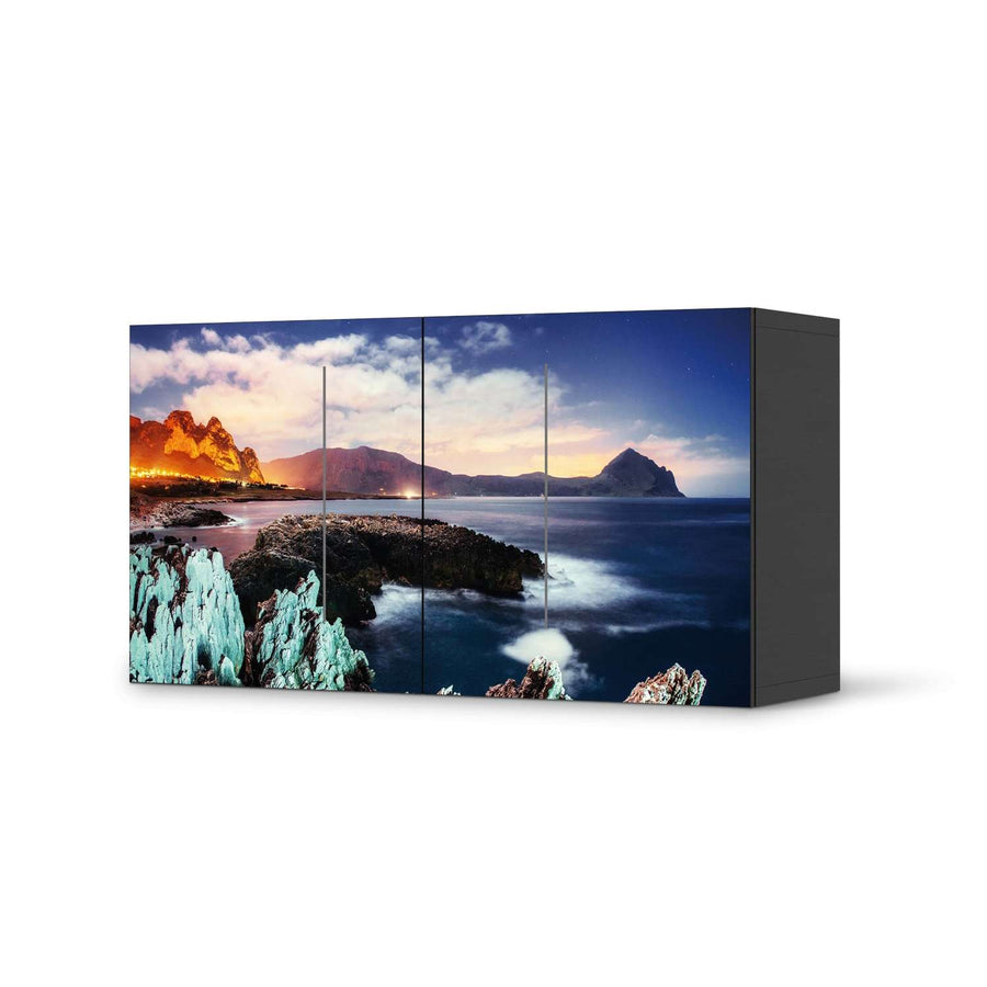 Folie für Möbel Seaside - IKEA Besta Regal Quer 2 Türen - schwarz