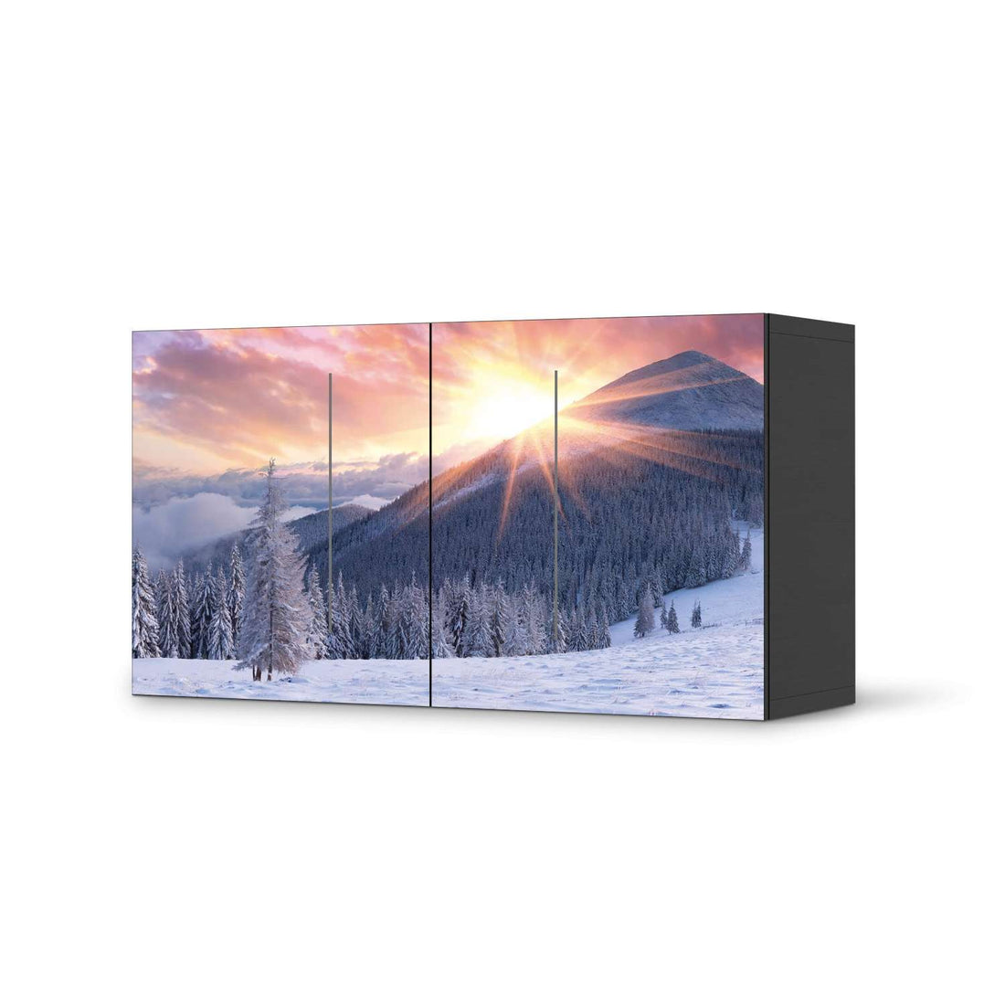 Folie für Möbel Zauberhafte Winterlandschaft - IKEA Besta Regal Quer 2 Türen - schwarz