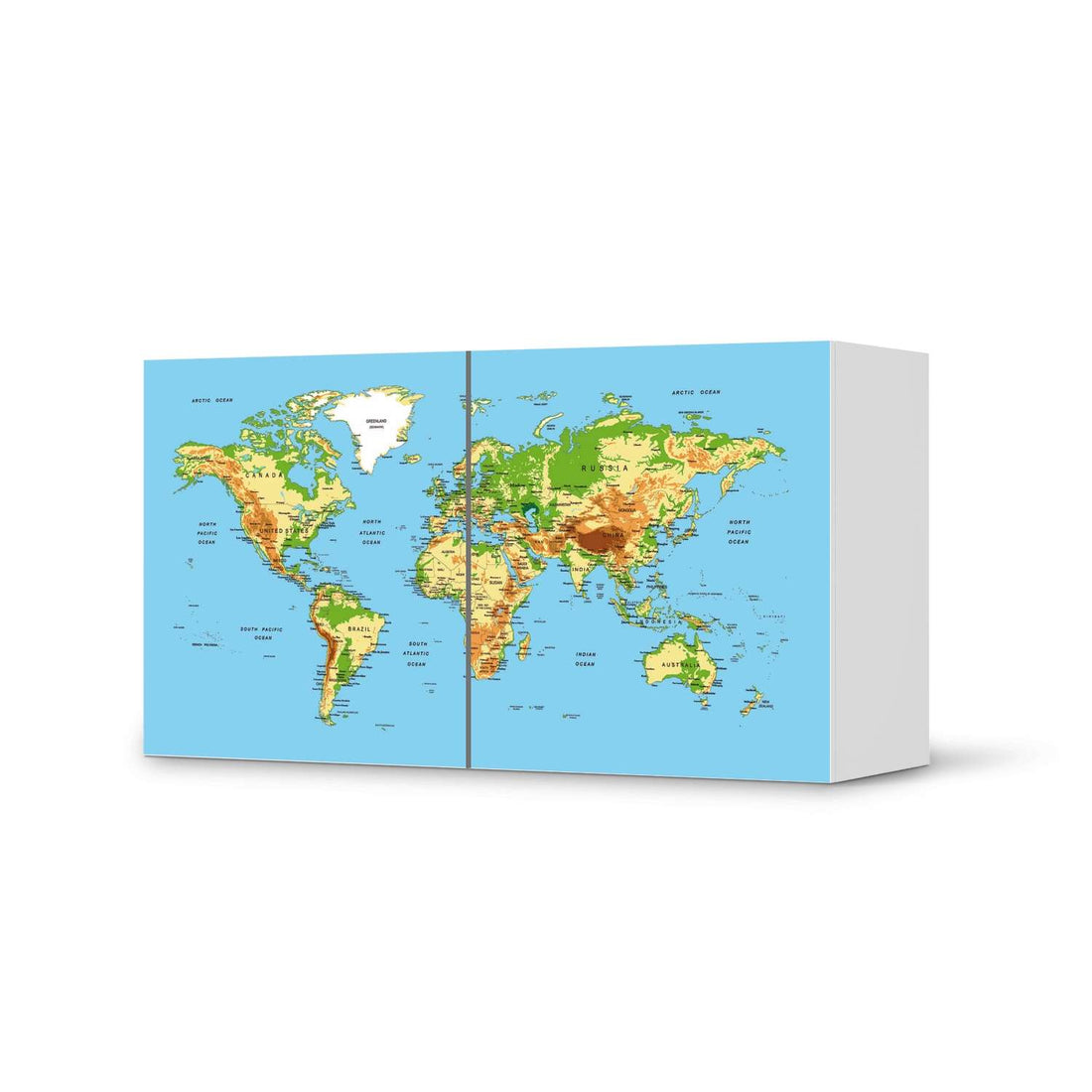 Folie für Möbel Geografische Weltkarte - IKEA Besta Regal Quer 2 Türen  - weiss