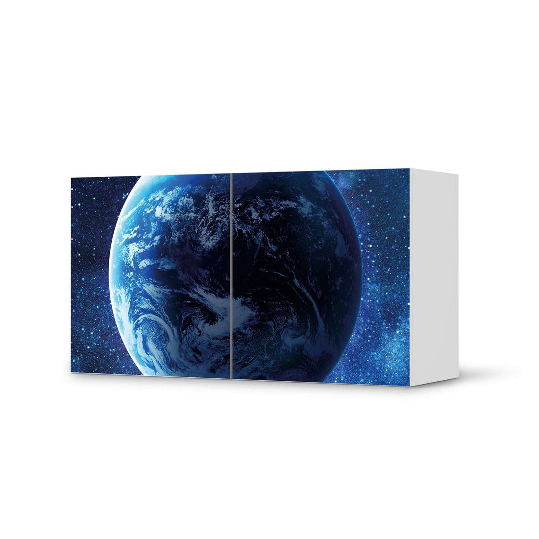 Folie für Möbel Planet Blue - IKEA Besta Regal Quer 2 Türen  - weiss