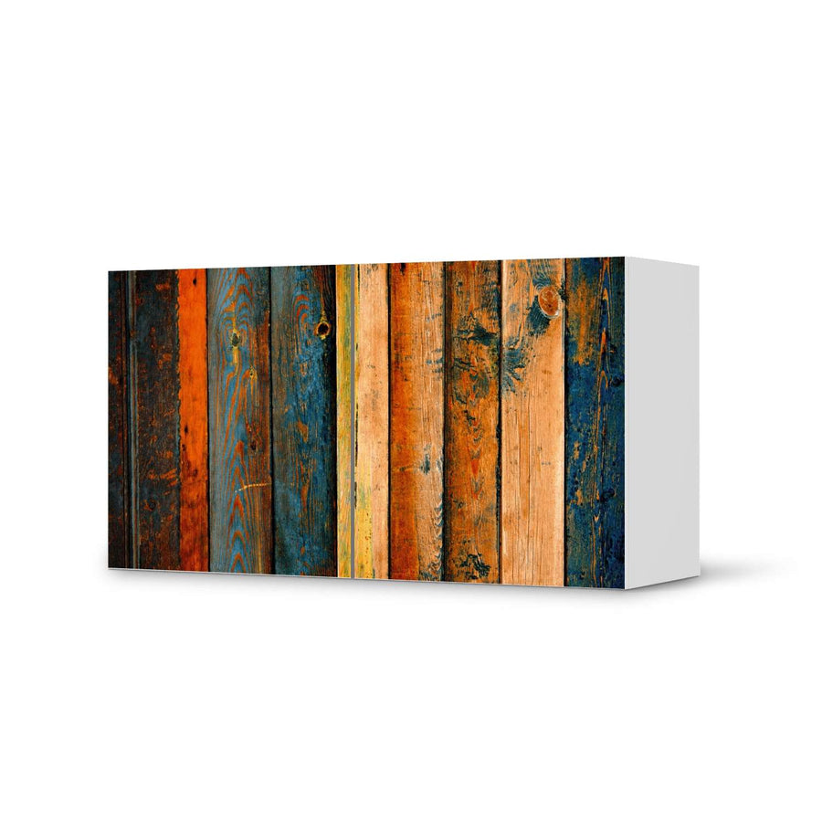 Folie für Möbel Wooden - IKEA Besta Regal Quer 2 Türen  - weiss