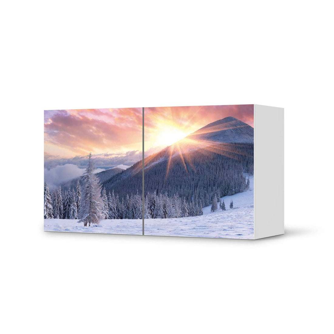 Folie für Möbel Zauberhafte Winterlandschaft - IKEA Besta Regal Quer 2 Türen  - weiss
