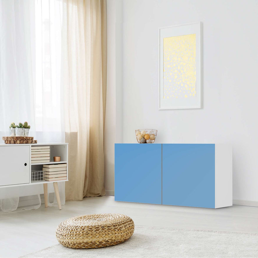 Folie für Möbel Blau Light - IKEA Besta Regal Quer 2 Türen - Wohnzimmer