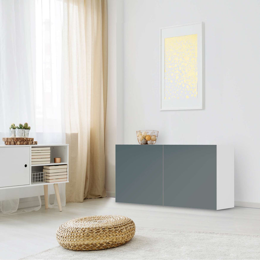 Folie für Möbel Blaugrau Light - IKEA Besta Regal Quer 2 Türen - Wohnzimmer