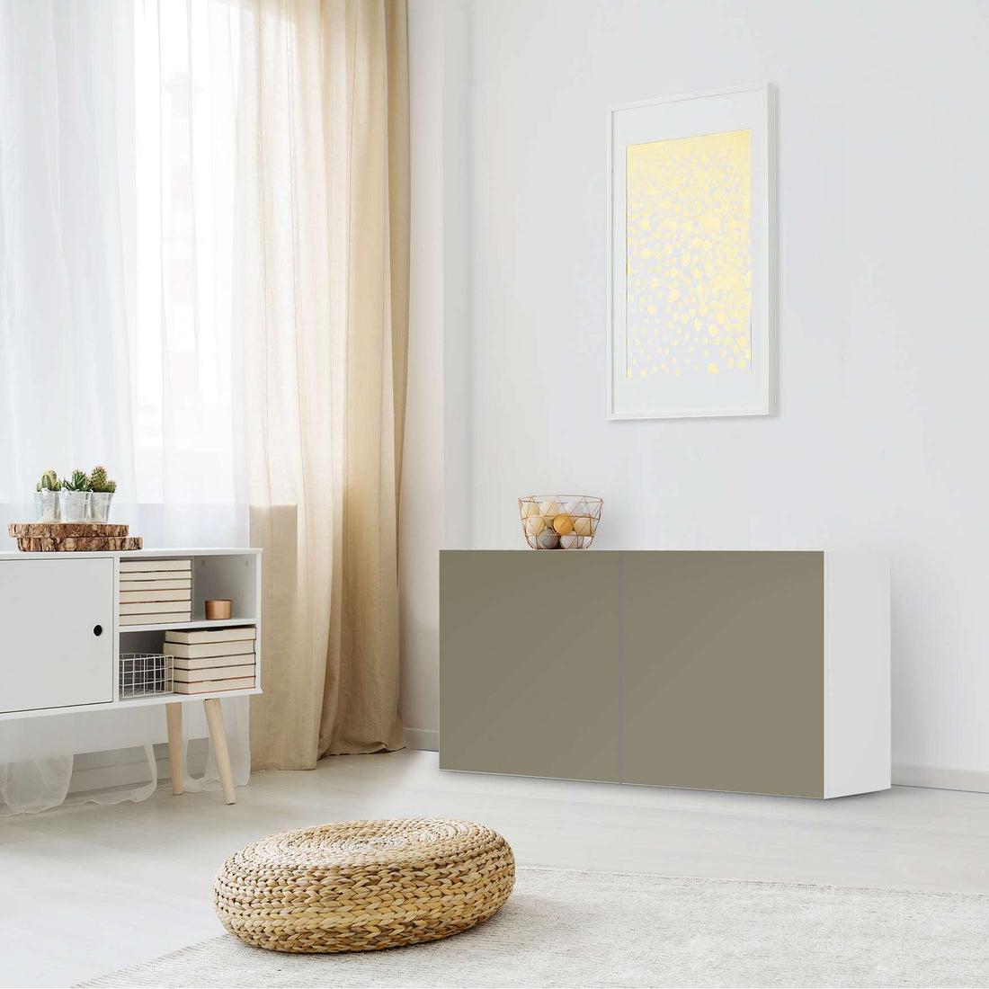 Folie für Möbel Braungrau Light - IKEA Besta Regal Quer 2 Türen - Wohnzimmer