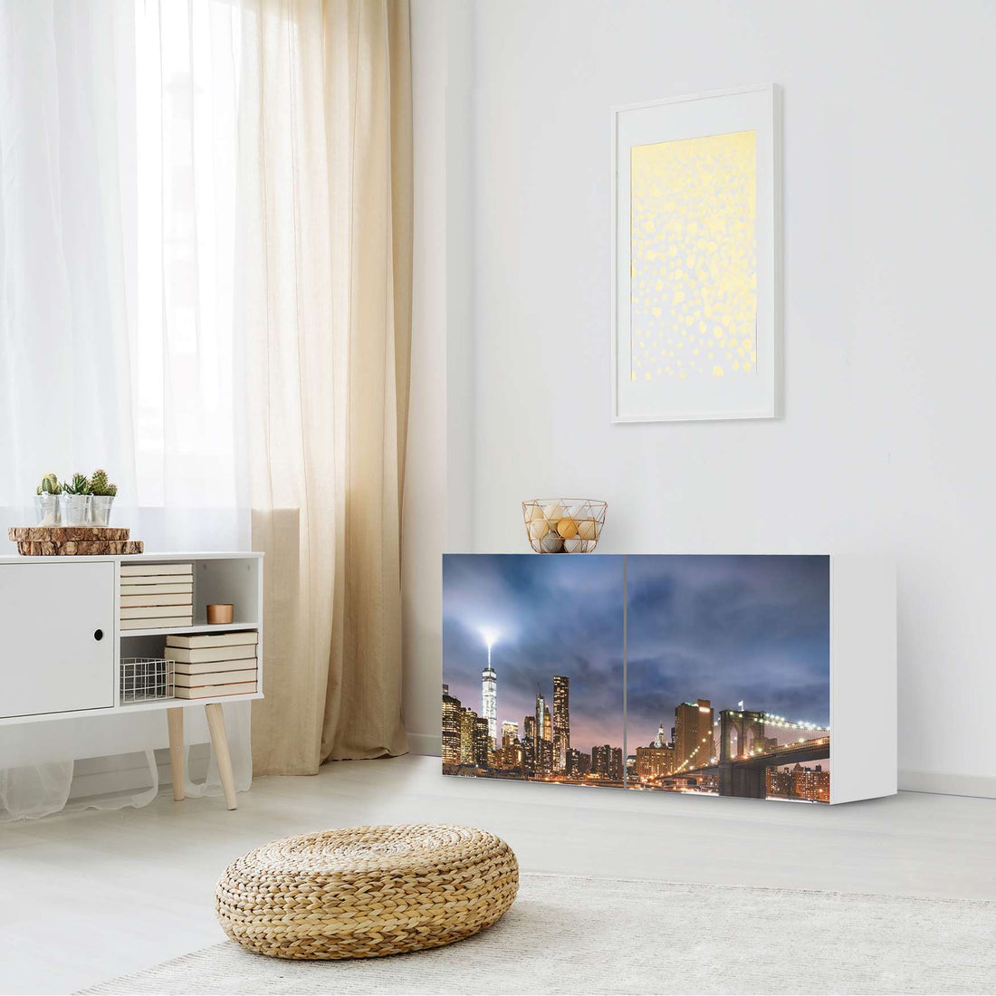 Folie für Möbel Brooklyn Bridge - IKEA Besta Regal Quer 2 Türen - Wohnzimmer