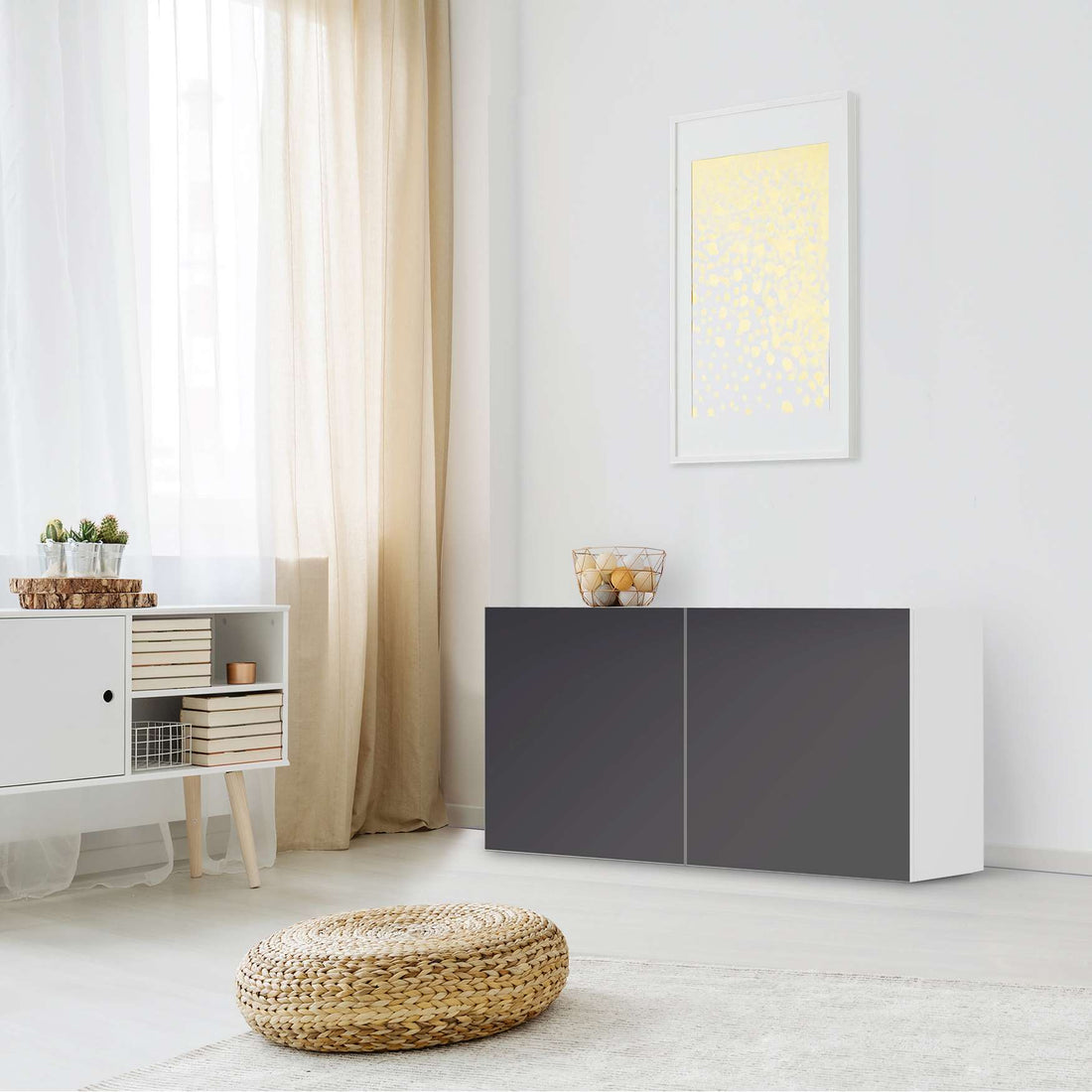 Folie für Möbel Grau Dark - IKEA Besta Regal Quer 2 Türen - Wohnzimmer